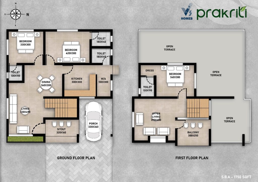 Builders in Palakkad V3 Homes prakriti Floor Plan